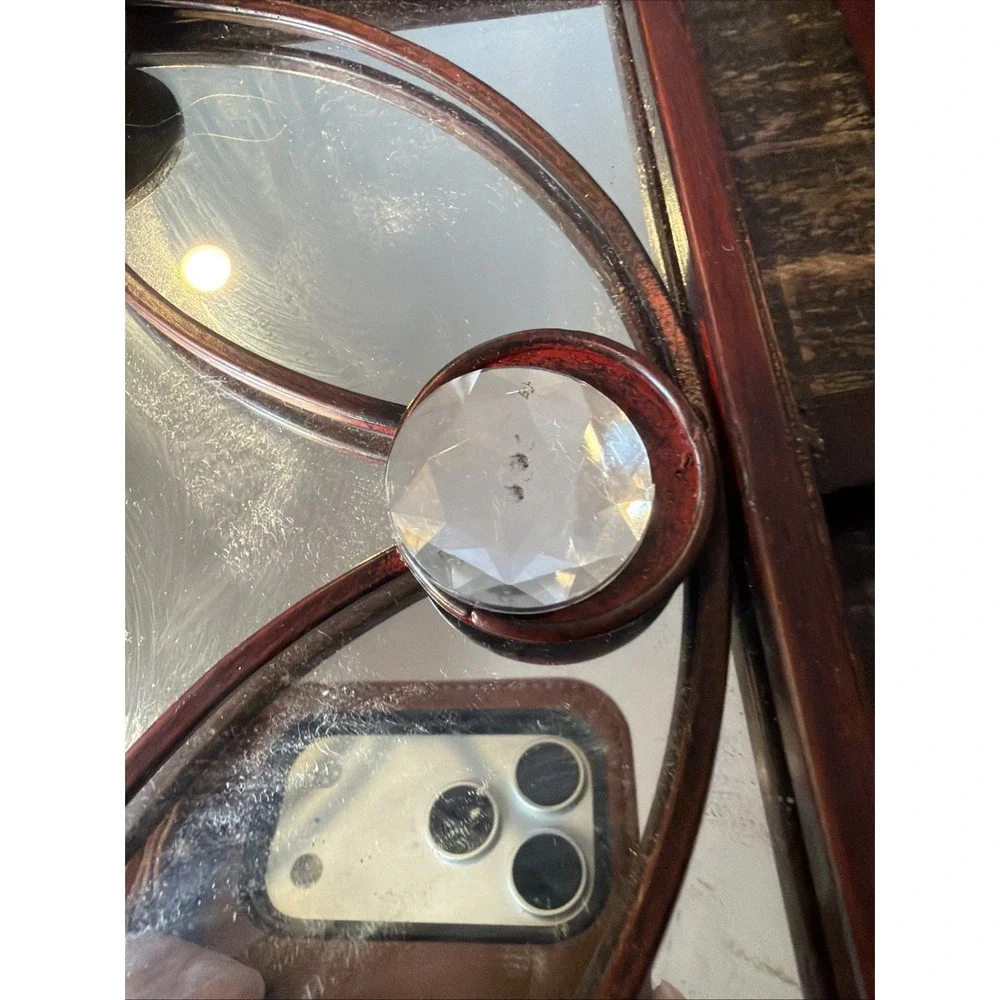 Set of 4 Vintage Gothic Wall Mirrors Red Metal Geometric Jeweled Window Panels